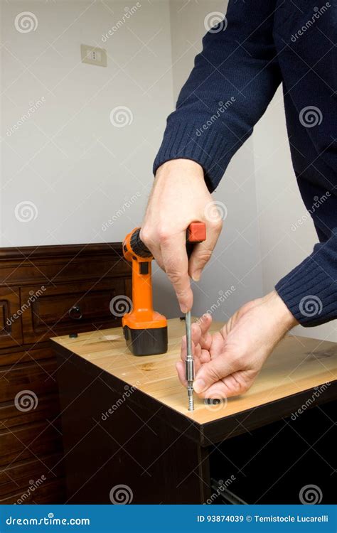 Carpenter Fitting A Furniture Stock Image Image Of Sawing Craftsman