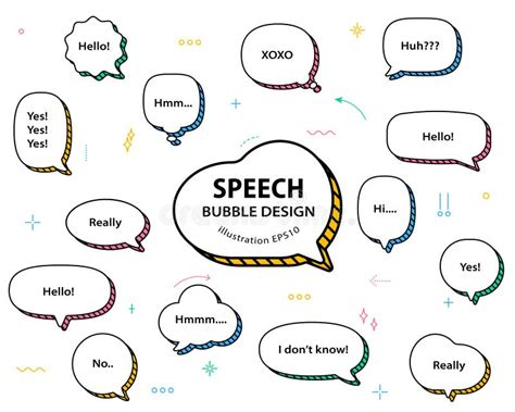 Set Hand Drawn Speech Bubbles Empty Text Box Different Shapes Balloons