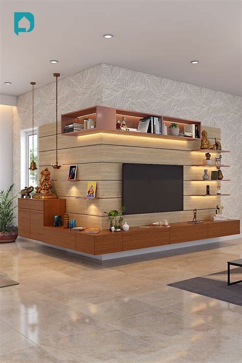 6 Super Small Mandir Design Ideas To Consider With Tv Unit Living Room