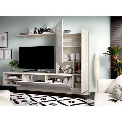 Sal N Tv Compacto Blanco Brillo Gris Elm Bricowork