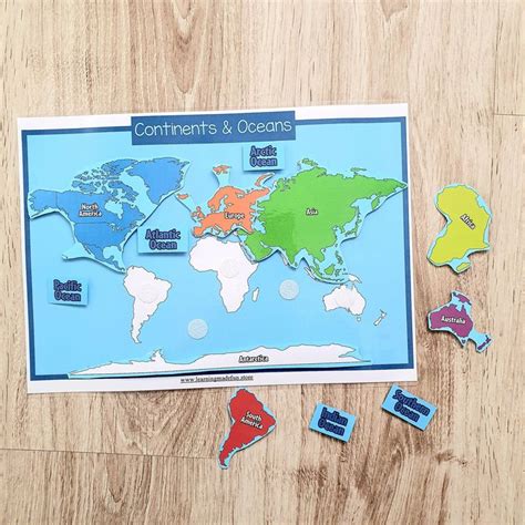 Continents Matching Activity, World Map Printable, Continents of the ...