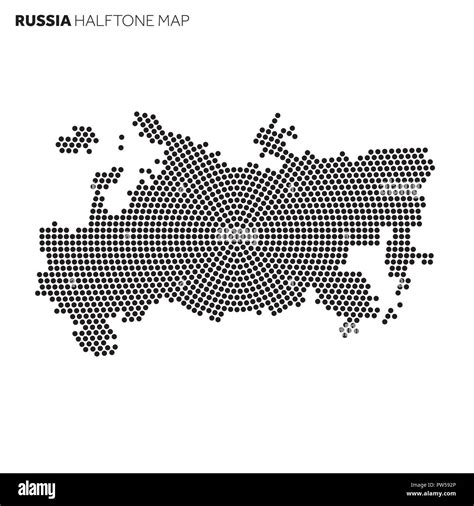 Russia Country Map Made From Radial Halftone Pattern Stock Vector Image