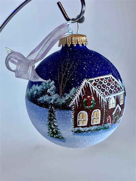 Gingerbread Ornament Hand Painted Glass Christmas Ornament Etsy