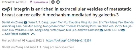 J Extracell Vesicles胞外囊泡中的整合素αv和β1有望用于早期诊断和治疗转移性乳腺癌 癌症研究专区 生物谷