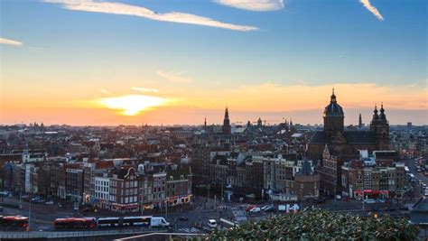 Amsterdam Skyline At Sunset (the Netherlands) Stock Footage Video ...