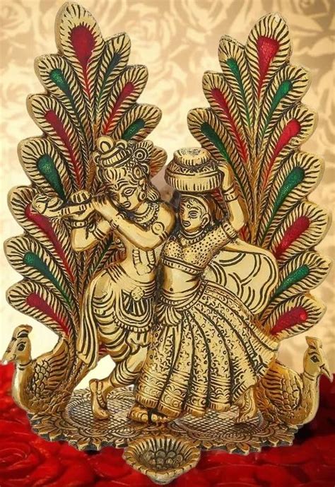 Buy Arv Handicrafts Peacock Radha Krishna Idolshowpiece With Diya For