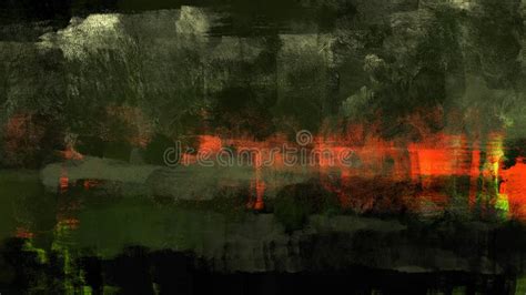 Digital Traditional Painting of a Dark Forest with Red Abstract Paint ...