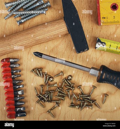 Set of manual Working tools Stock Photo - Alamy