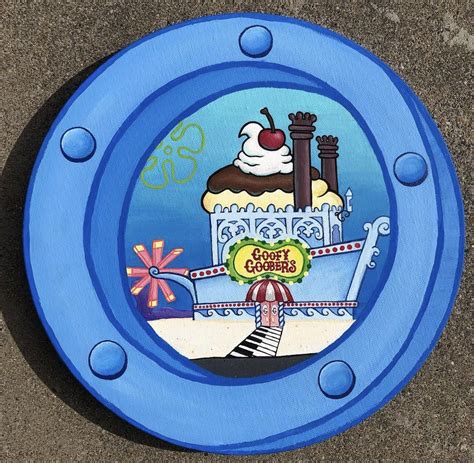 Goofy Goober Spongebob Window Porthole Painting On Canvas Cute Canvas