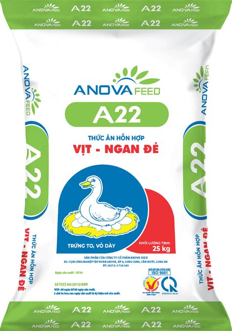 Thức ăn hỗn hợp VỊT - NGAN ĐẺ A22 - ANOVA FEED - Nhà cung cấp thức ăn