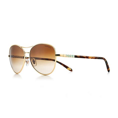 Tiffany Era Aviator Sunglasses In Gold Colored Metal And Tortoise Acetate Tiffany And Co