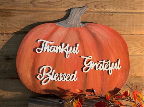 Thankful Grateful Blessed Pumpkin Etsy