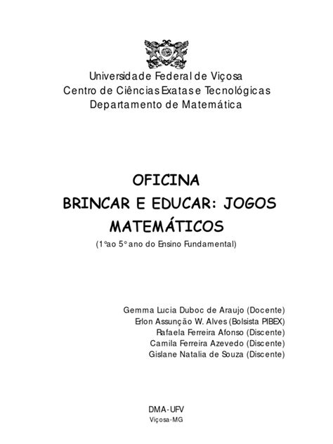 Pdf Oficina Brincar E Educar Jogos Matem Ticos Dokumen Tips