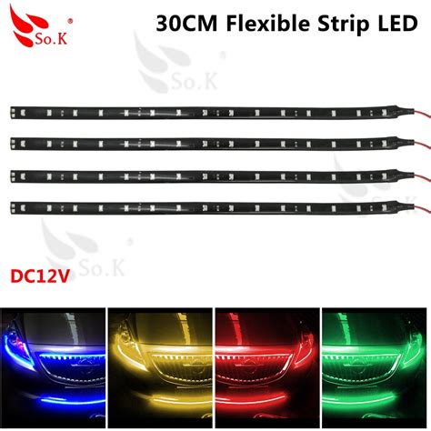 2Pcs 30cm Waterproof Car Auto Decorative Flexible LED Strip HighPower 12V 15 SMD Car LED Daytime ...