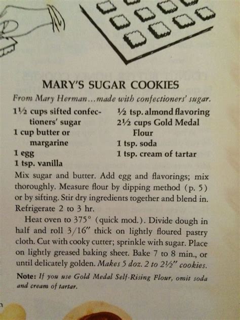 Mary S Sugar Cookie Recipe Old Betty Crocker Vintage Sugar Cookie