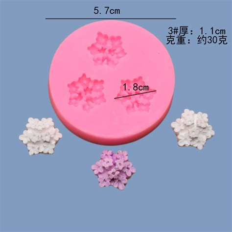 3 Florets Fondant Silicone Mold Dry Pace Baking Cake Diy Ornament