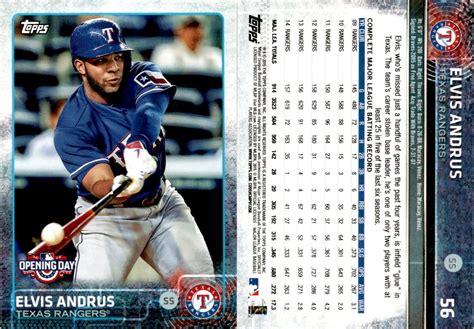 Elvis Andrus 2015 Topps Opening Day Baseball Card 56 Texas Rangers EBay