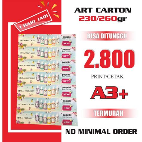 Jual Print A3 Cetak A3 Murah Art Carton 230260 Gr 1 Sisi 2