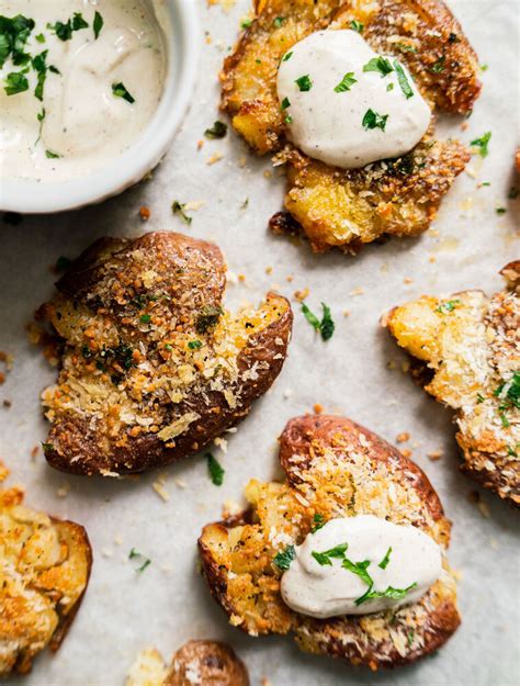 Panko Parmesan Smashed Potato Crisps Recipe The Feedfeed