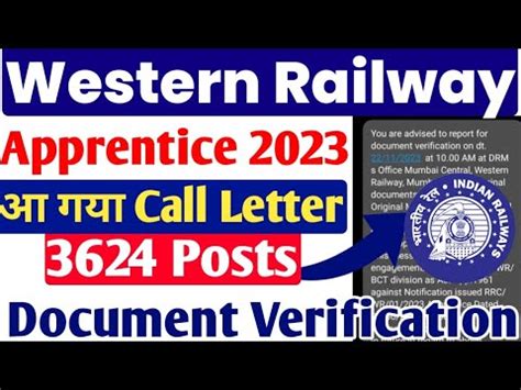 Western Railway Bct Apprentice Dv Post Rrc Wr Apprentice