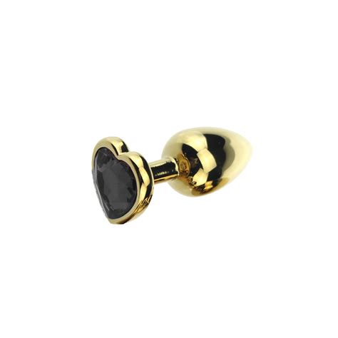 RY018B Plug Anal de Metal Gold Formato de Coração Tamanho G Libb Sex Toys