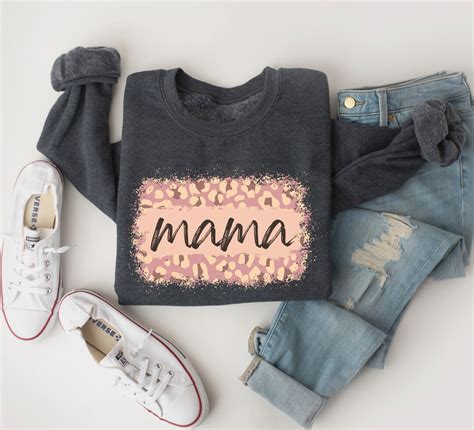 Mama Sweatshirt Mom Sweatshirt Mama Shirt Mom Life Shirt Mama Leopard