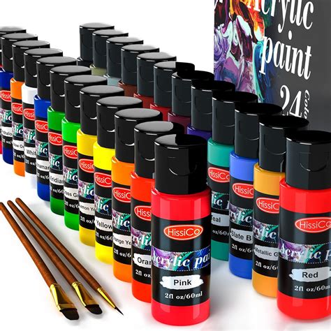 Amazon Acrylic Paint Set Of 24 Colors 2fl Oz 60ml Bottles With 3