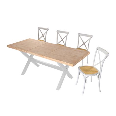 Mesa De Comedor Extensible De Madera Y Metal En Roble Nordish Y Blanco