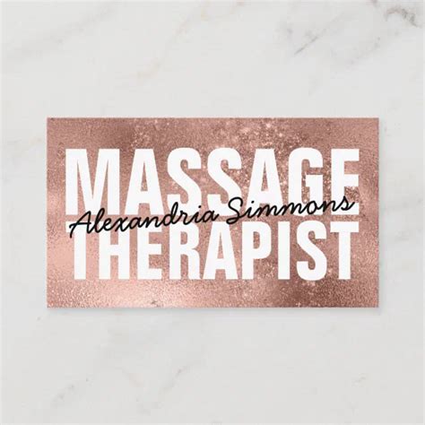 Modern Massage Therapist Rose Gold Glitter Sparkle Business Card Zazzle