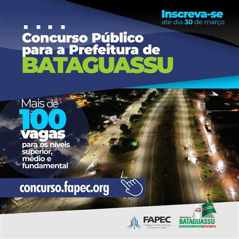 Prefeitura de Bataguassu abre inscrições para Concurso Público Ponta