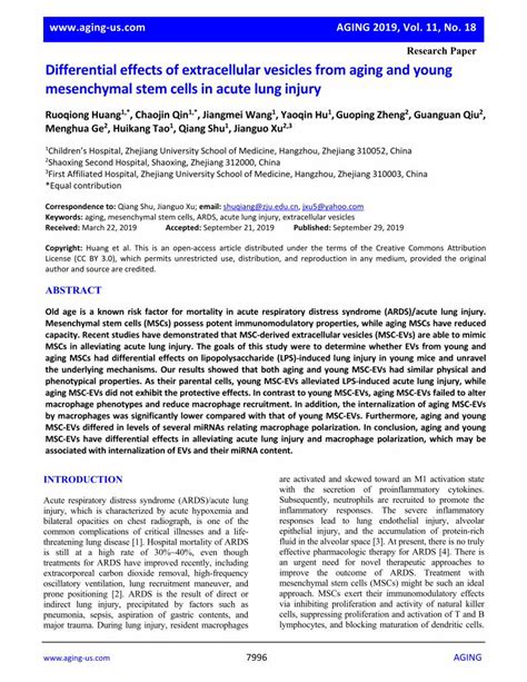 PDF Differential Effects Of Extracellular Vesicles From On Their