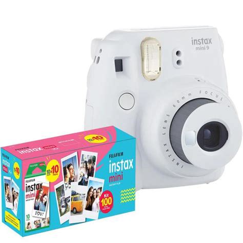 Câmera Instantânea Fujifilm Instax Mini 9 Branco Gelo Filme 100 Fotos