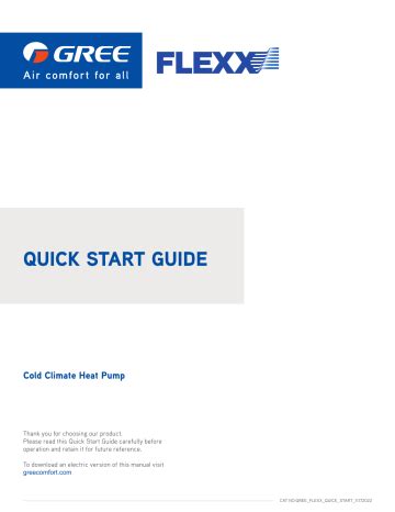 Gree FLEXX36HP230V1AO Flexx Cold Climate Heat Pump User Guide Manualzz