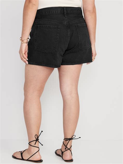 High Waisted Slouchy Straight Button Fly Non Stretch Jean Shorts For