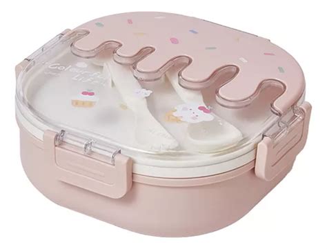 Bento Lunch Box Para Crian As Compartimento Pl Stico Rosa