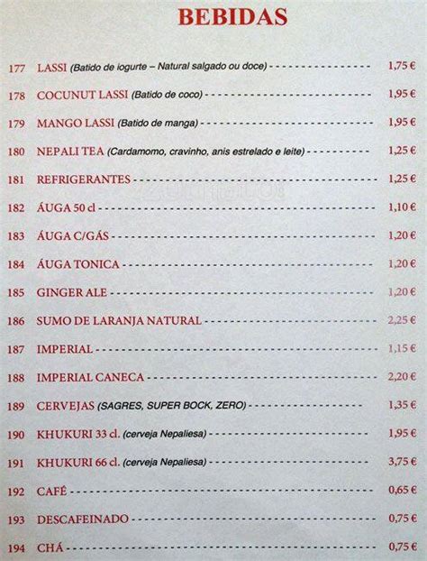 Menu at Buddha Restaurant & Bar, Lisbon