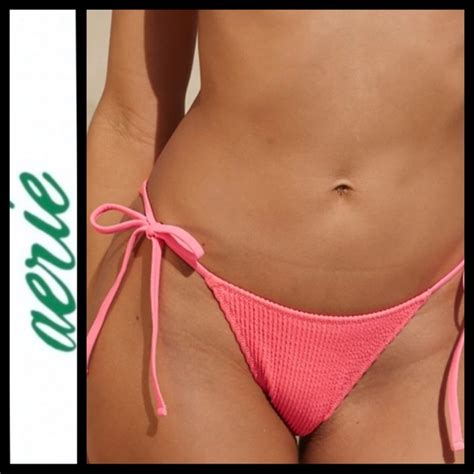 Aerie Swim Nwt Aerie Crinkle Cheekiest Neon Pink Bikini Bottom Poshmark