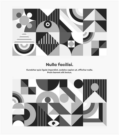 Bauhaus Banner Minimal S Estilo Geom Trico Negro Blanco Vector Premium