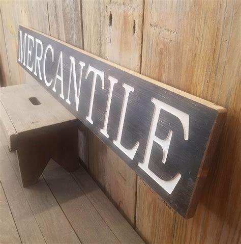 Mercantile Sign Farmhouse Carved Rustic Wood Vintage Store Etsy