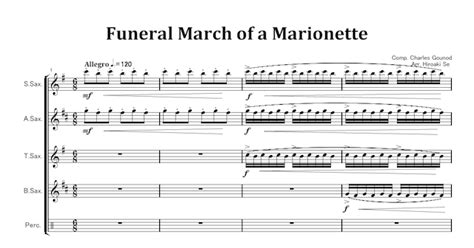 サックスと打楽器のための五重奏 操り人形の葬送行進曲 楽譜 吹奏楽アンサンブル楽譜のアトリエ・アニマート