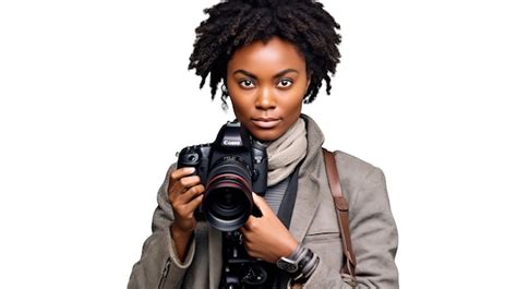 Premium Photo | Black Woman Journalist transparent white isolated ...