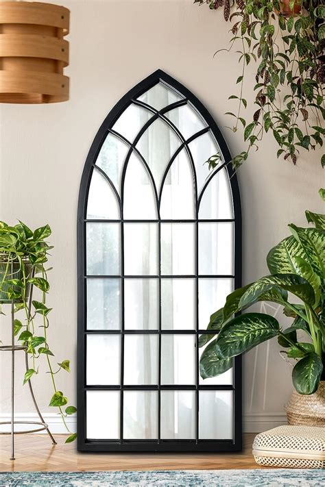 Amazon Wamirro Farmhouse Window Mirror Arched Black Mantel Mirror