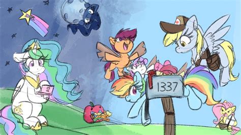 3131421 Safe Artist Lbrcloud Apple Bloom Applejack Derpy Hooves