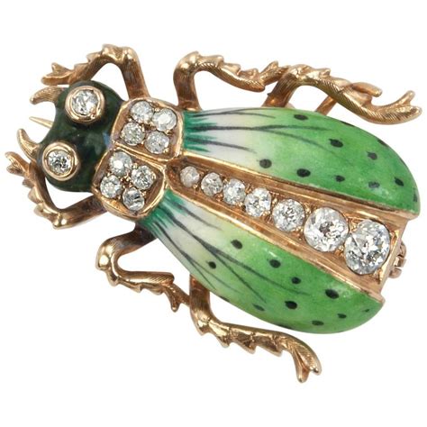 Victorian Gold And Diamond Enamel Beetle Brooch Circa 1900s At 1stdibs