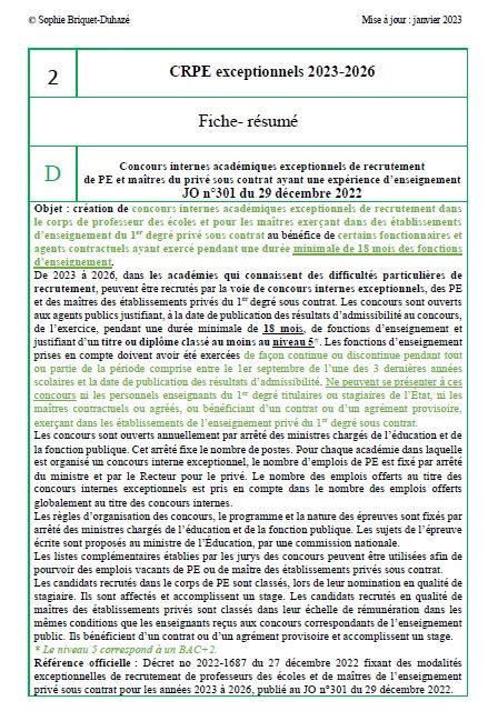 Concours Internes Acad Miques Exceptionnels De Recrutement De Pe