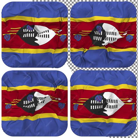 Premium Psd Eswatini Flag Squire Shape Isolated Different Waving Style Bump Texture 3d Rendering