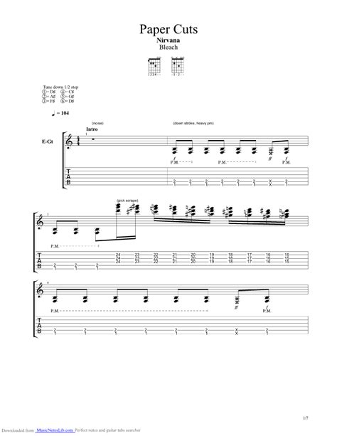 Paper Cuts Guitar Pro Tab By Nirvana Musicnoteslib