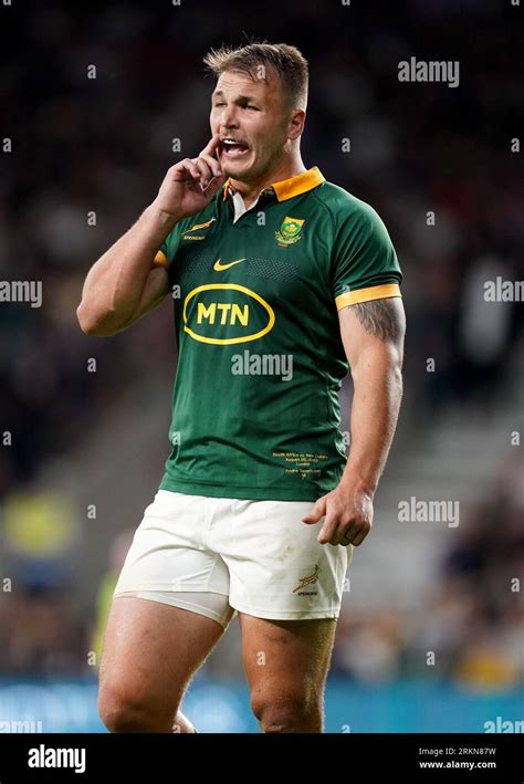 South Africa's Andre Esterhuizen shouts instructions during the ...