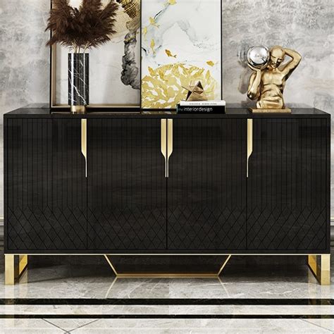 Aro Contemporary 60 Inch Sideboard Buffet 4 Door Sideboard Table