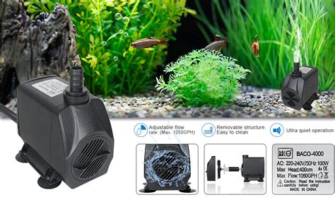 BACOENG Pompe Aquarium 3800L H Pompe A Eau Submersible Pompe Fontaine